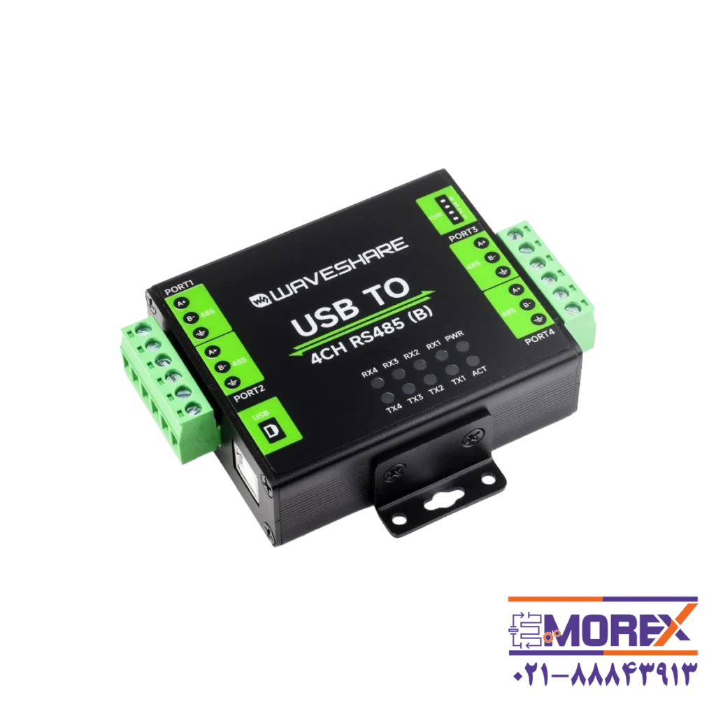 مبدل صنعتی USB به سریال ویوشیر | WAVESHARE مدل USB TO 4CH RS485 (B)