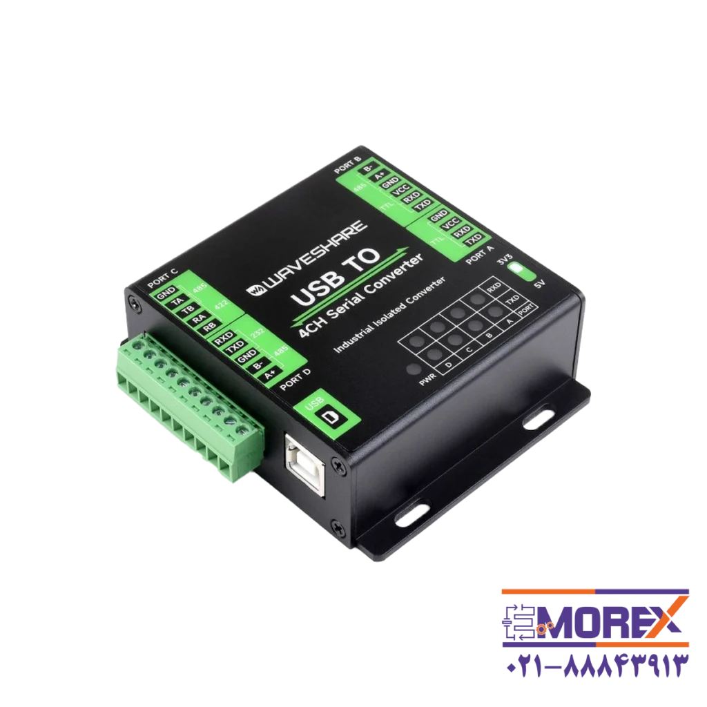 مبدل صنعتی USB به سریال ویوشیر | WAVESHARE مدل USB TO 4CH Serial Converter