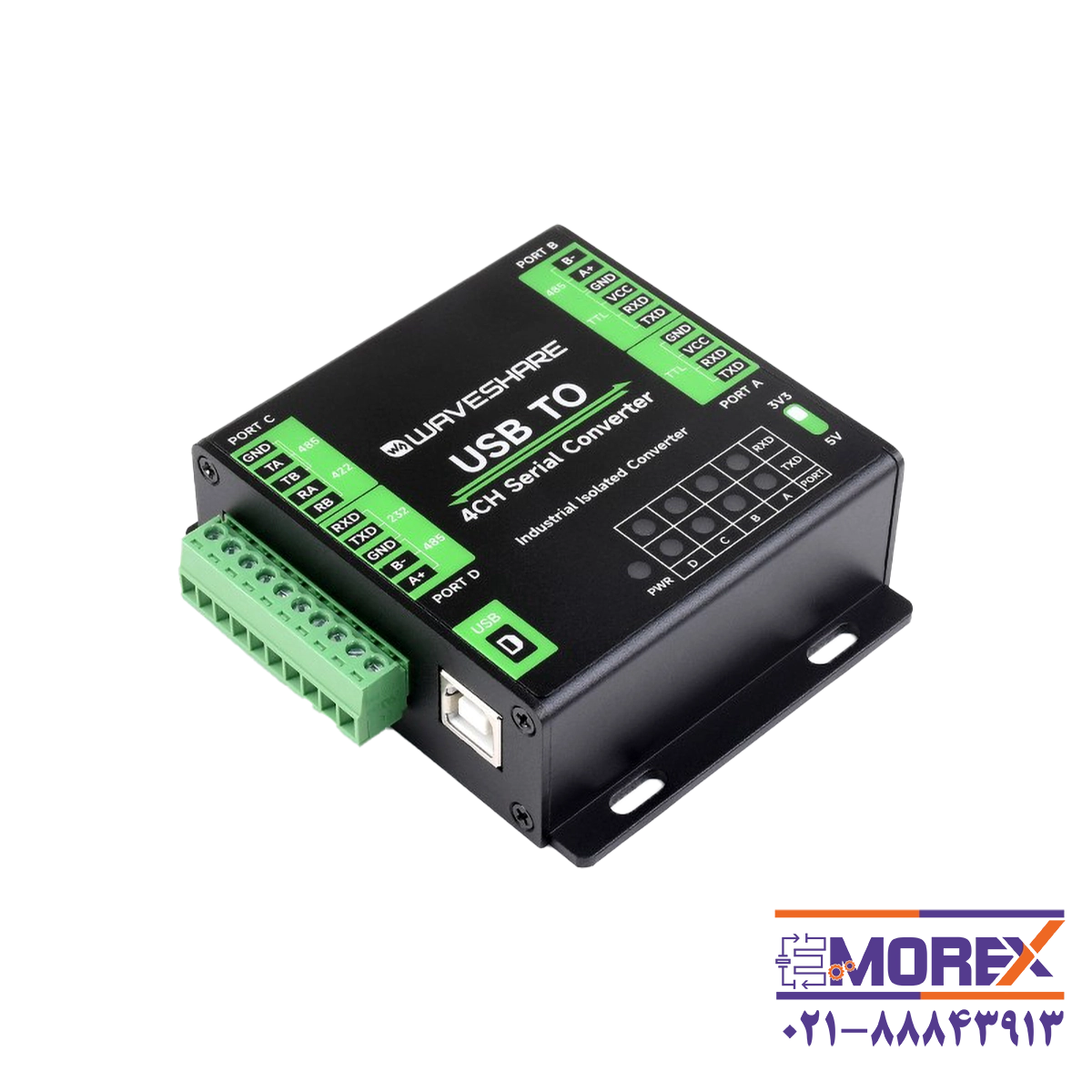 مبدل صنعتی USB به سریال ویوشیر | WAVESHARE مدل USB TO 4CH Serial Converter