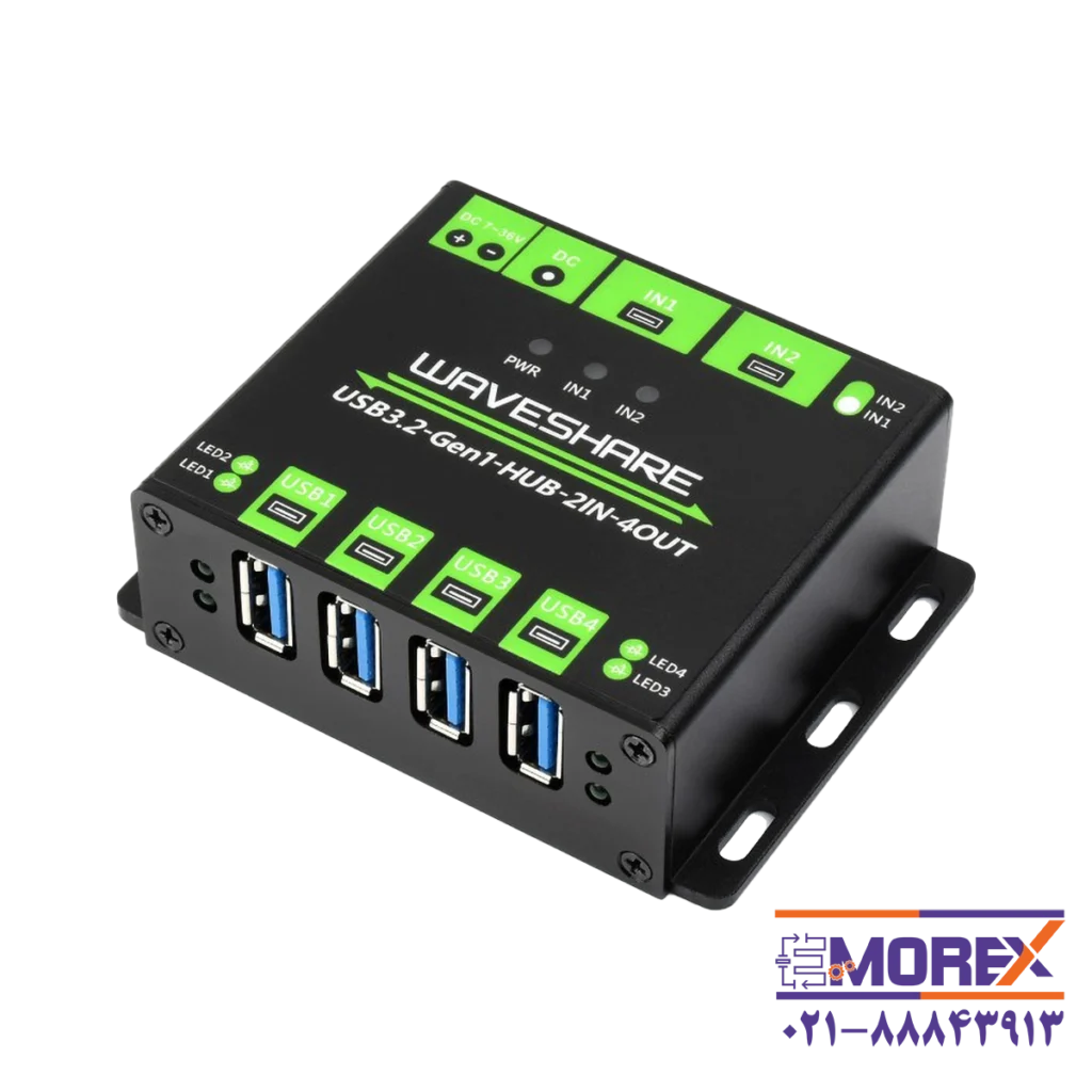 مبدل USB به سریال ویوشیر | WAVESHARE مدل USB3.2-GEN1-HUB-2IN-4OUT