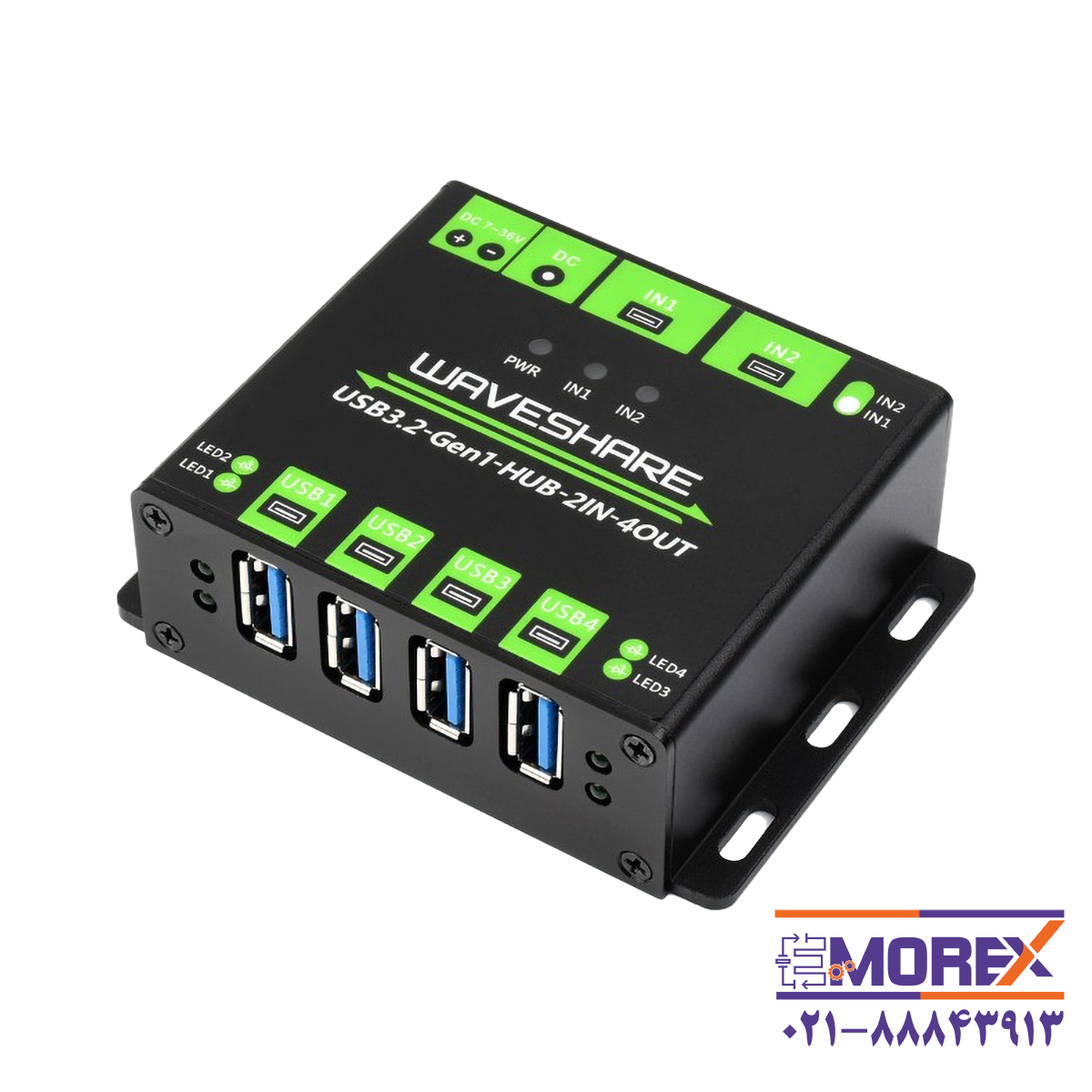 مبدل USB به سریال ویوشیر | WAVESHARE مدل USB3.2-GEN1-HUB-2IN-4OUT