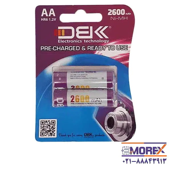 باتری قلمی قابل شارژ DBK سایز AA کد HR6 2600MAH بسته 2 عددی